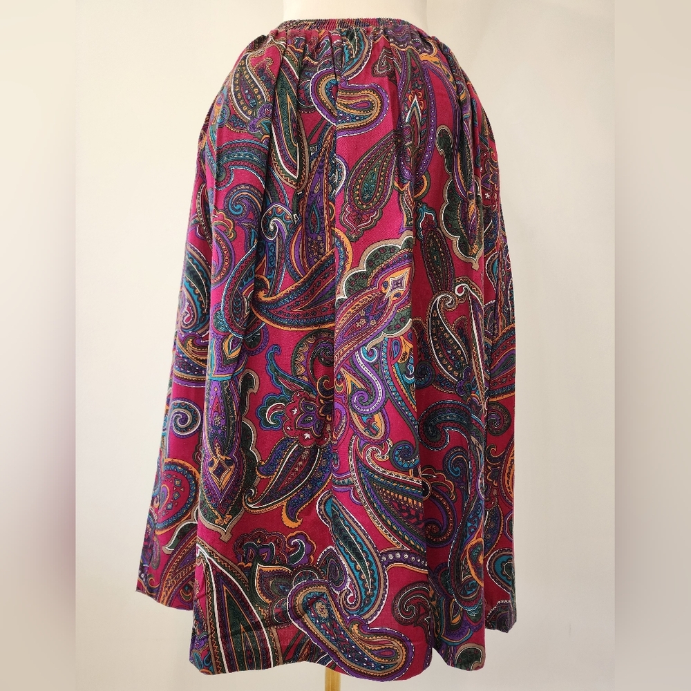 Vintage Sue Brett Collection Colorful Paisley Teachers Skirt - Picture 6 of 9